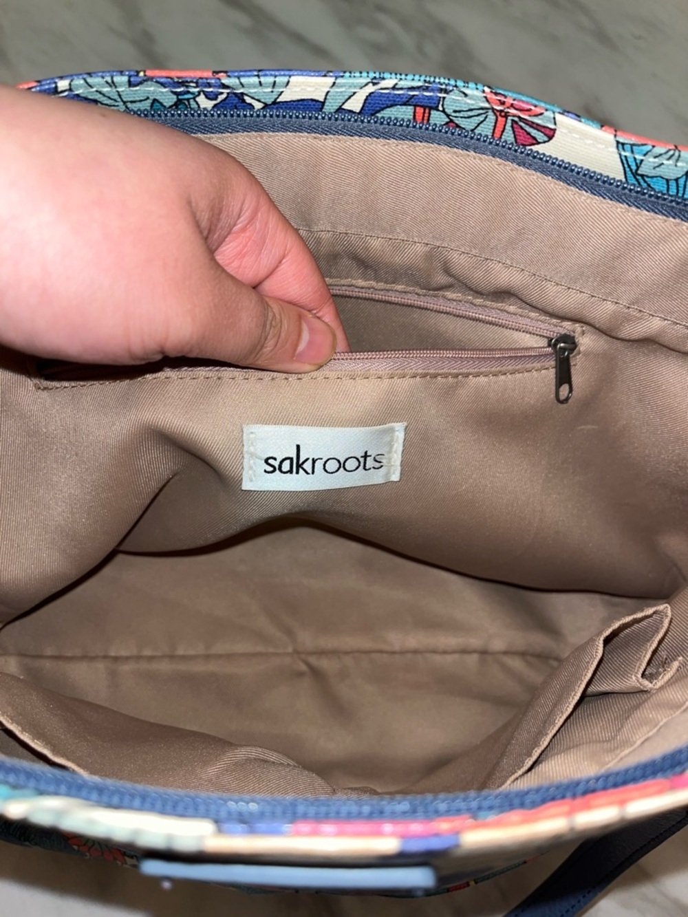 Sakroots Navy-Handled Floral Print Tote - Picture 9 of 10